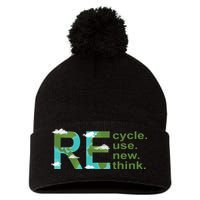 Recycle Reuse Renew Rethink Earth Day Pom Pom 12in Knit Beanie