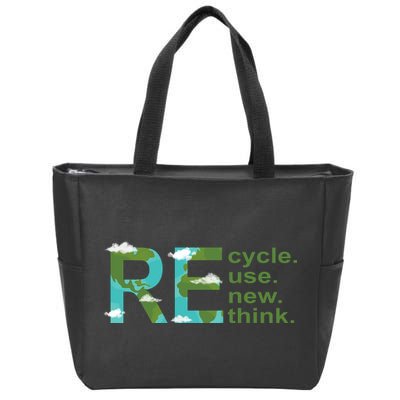 Recycle Reuse Renew Rethink Earth Day Zip Tote Bag