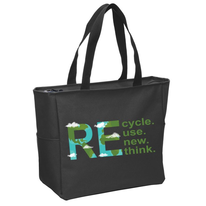 Recycle Reuse Renew Rethink Earth Day Zip Tote Bag