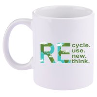 Recycle Reuse Renew Rethink Earth Day 11oz C Handle Ceramic Mug