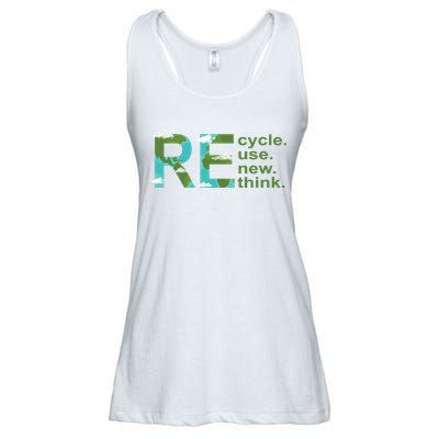 Recycle Reuse Renew Rethink Earth Day Ladies Essential Flowy Tank