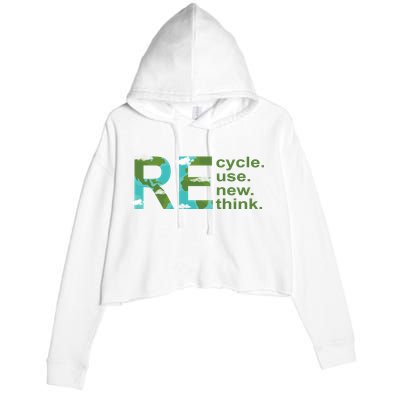Recycle Reuse Renew Rethink Earth Day Crop Fleece Hoodie