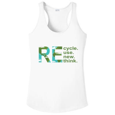 Recycle Reuse Renew Rethink Earth Day Ladies PosiCharge Competitor Racerback Tank