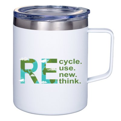 Recycle Reuse Renew Rethink Earth Day 12oz Stainless Steel Coffee Mug