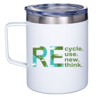 Recycle Reuse Renew Rethink Earth Day 12oz Stainless Steel Coffee Mug