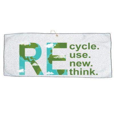 Recycle Reuse Renew Rethink Earth Day Large Microfiber Waffle Golf Towel