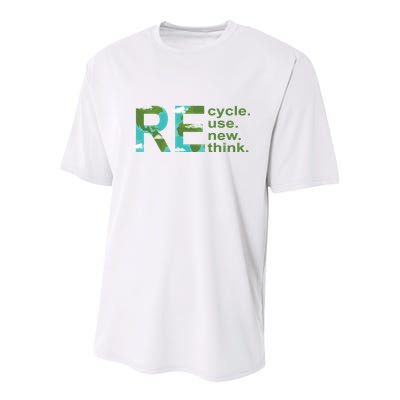 Recycle Reuse Renew Rethink Earth Day Youth Performance Sprint T-Shirt