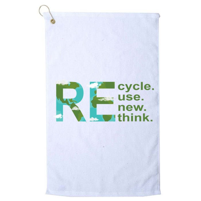 Recycle Reuse Renew Rethink Earth Day Golf Towel