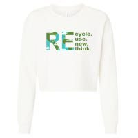 Recycle Reuse Renew Rethink Earth Day Cropped Pullover Crew