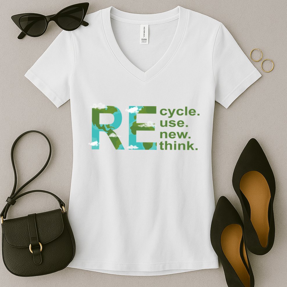 Recycle Reuse Renew Rethink Earth Day Women's V-Neck T-Shirt