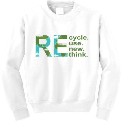 Recycle Reuse Renew Rethink Earth Day Kids Sweatshirt