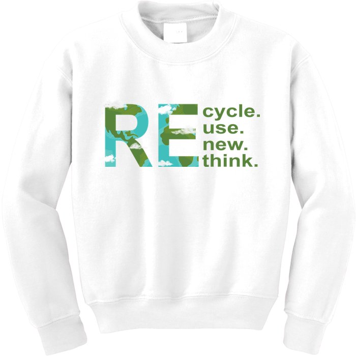 Recycle Reuse Renew Rethink Earth Day Kids Sweatshirt