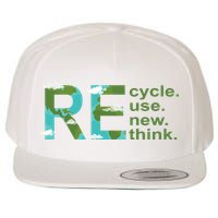 Recycle Reuse Renew Rethink Earth Day Wool Snapback Cap