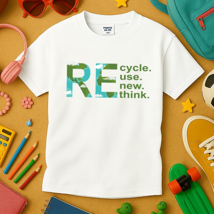 Recycle Reuse Renew Rethink Earth Day Kids T-Shirt