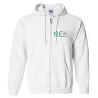 Recycle Reuse Renew Rethink Earth Day Full Zip Hoodie