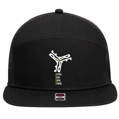 Recycle Reuse Renew Rethink Wind Turbine Wind Enerergy Gift 7 Panel Mesh Trucker Snapback Hat