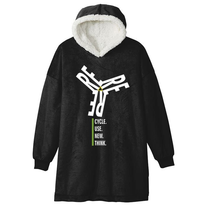 Recycle Reuse Renew Rethink Wind Turbine Wind Enerergy Gift Hooded Wearable Blanket