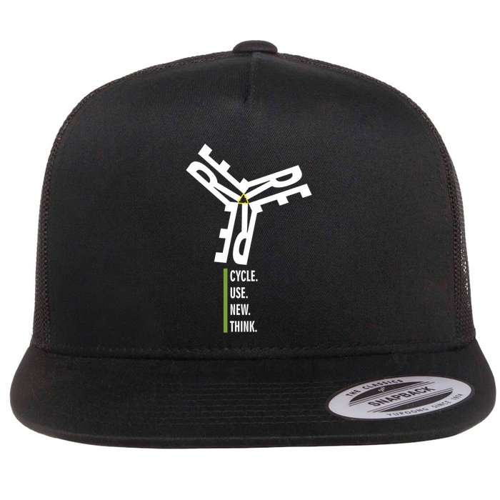 Recycle Reuse Renew Rethink Wind Turbine Wind Enerergy Gift Flat Bill Trucker Hat
