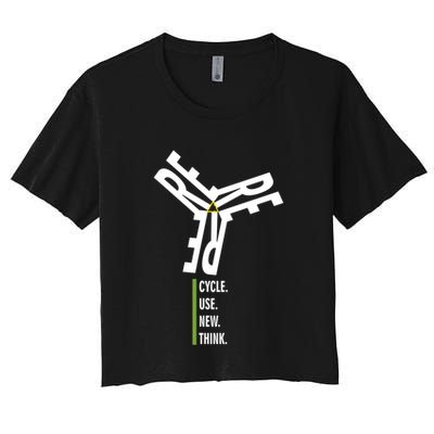 Recycle Reuse Renew Rethink Wind Turbine Wind Enerergy Gift Crop Top