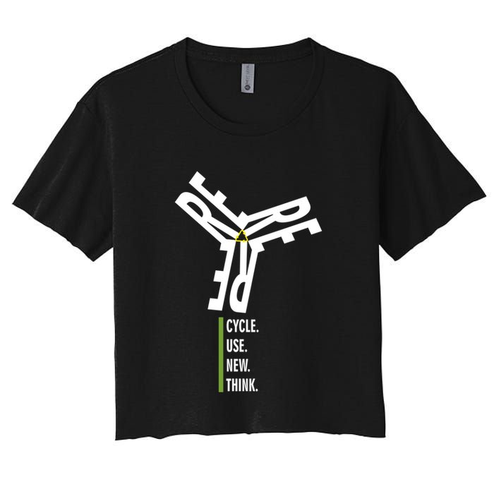 Recycle Reuse Renew Rethink Wind Turbine Wind Enerergy Gift Crop Top