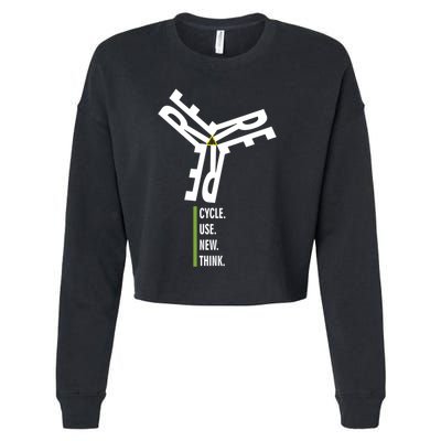 Recycle Reuse Renew Rethink Wind Turbine Wind Enerergy Gift Cropped Pullover Crew