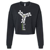 Recycle Reuse Renew Rethink Wind Turbine Wind Enerergy Gift Cropped Pullover Crew