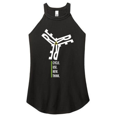 Recycle Reuse Renew Rethink Wind Turbine Wind Enerergy Gift Women's Perfect Tri Rocker Tank