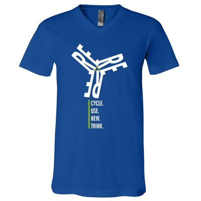 Recycle Reuse Renew Rethink Wind Turbine Wind Enerergy Gift V-Neck T-Shirt