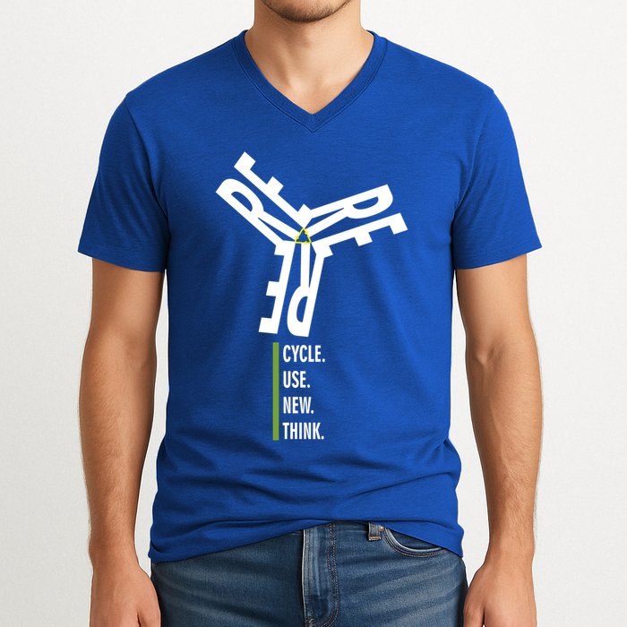 Recycle Reuse Renew Rethink Wind Turbine Wind Enerergy Gift V-Neck T-Shirt