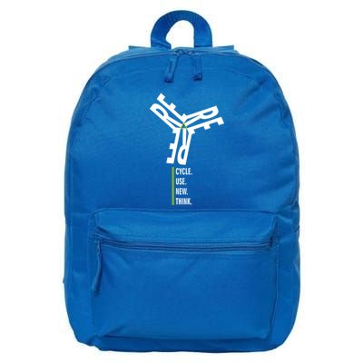 Recycle Reuse Renew Rethink Wind Turbine Wind Enerergy Gift 16 in Basic Backpack