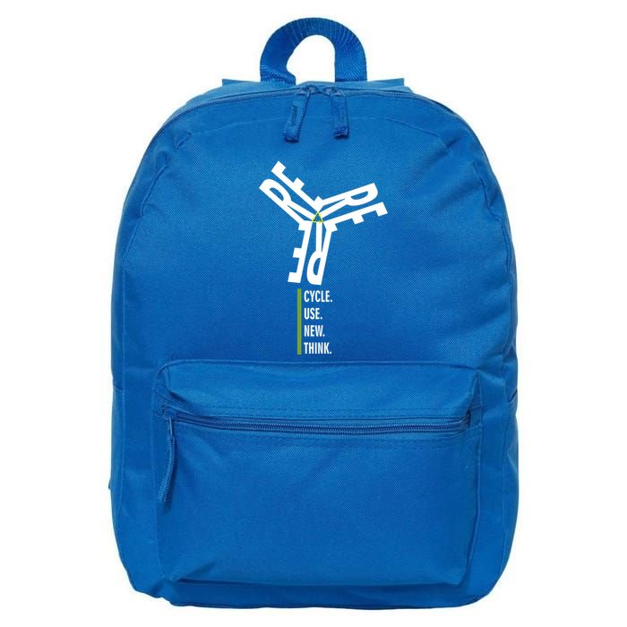 Recycle Reuse Renew Rethink Wind Turbine Wind Enerergy Gift 16 in Basic Backpack