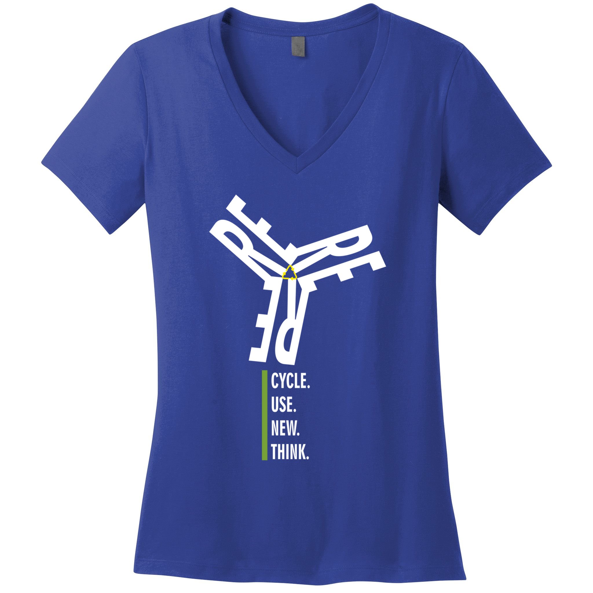 Recycle Reuse Renew Rethink Wind Turbine Wind Enerergy Gift Women's V-Neck T-Shirt