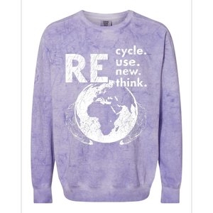 Recycle Reuse Renew Rethink Earth Day Design Colorblast Crewneck Sweatshirt