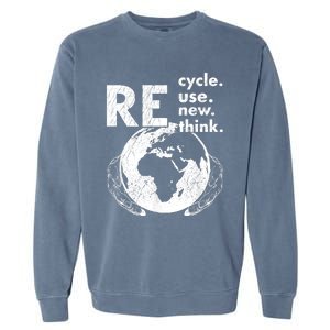 Recycle Reuse Renew Rethink Earth Day Design Garment-Dyed Sweatshirt