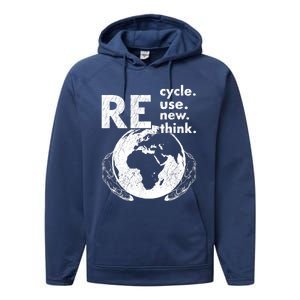 Recycle Reuse Renew Rethink Earth Day Design Performance Fleece Hoodie