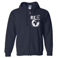 Recycle Reuse Renew Rethink Earth Day Design Full Zip Hoodie