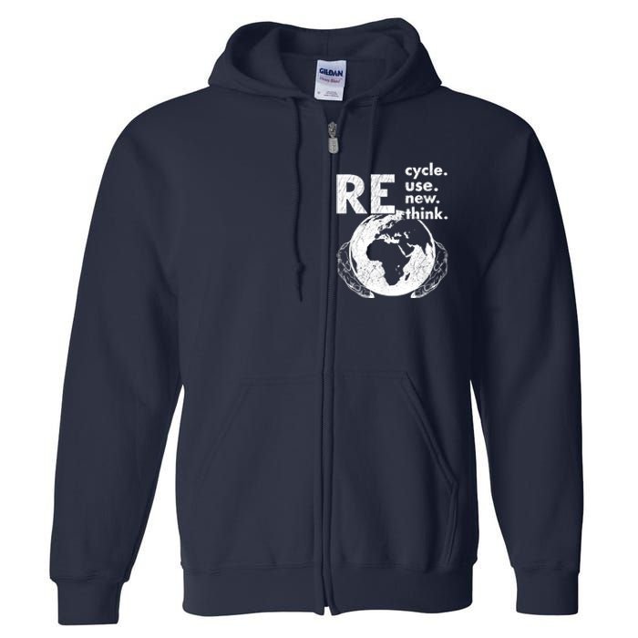 Recycle Reuse Renew Rethink Earth Day Design Full Zip Hoodie