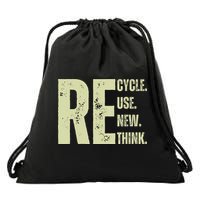 Recycle Reuse Renew Rethink Drawstring Bag