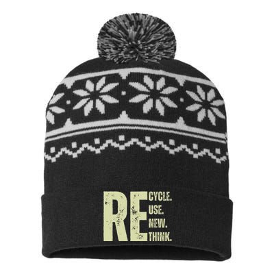 Recycle Reuse Renew Rethink USA-Made Snowflake Beanie