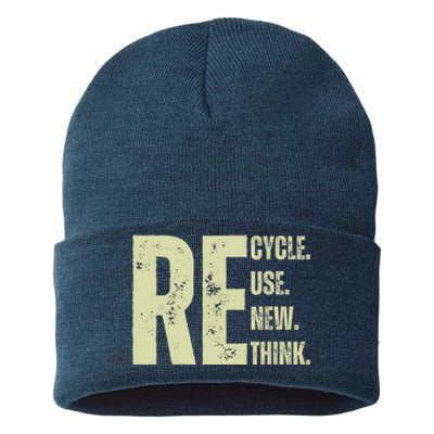 Recycle Reuse Renew Rethink Sustainable Knit Beanie