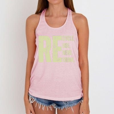 Recycle Reuse Renew Rethink Women's Knotted Racerback Tank