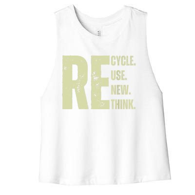 Recycle Reuse Renew Rethink Women's Racerback Cropped Tank