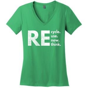 Recycle Reuse Renew Rethink Crisis Environmental Activism Women's V-Neck T-Shirt