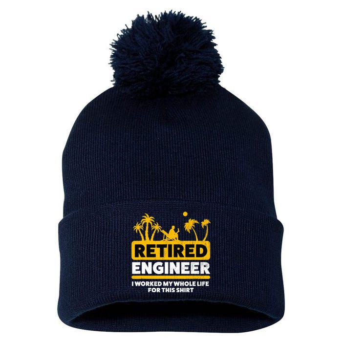 Retirement Retiree Retired Engineer Pom Pom 12in Knit Beanie