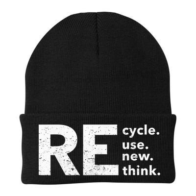 Recycle Reuse Renew Rethink Knit Cap Winter Beanie