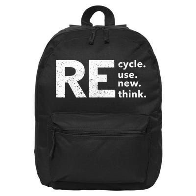 Recycle Reuse Renew Rethink 16 in Basic Backpack