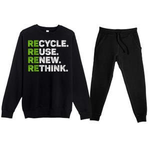 Recycle Reuse Renew Rethink Earth Day Environmental Activism Premium Crewneck Sweatsuit Set