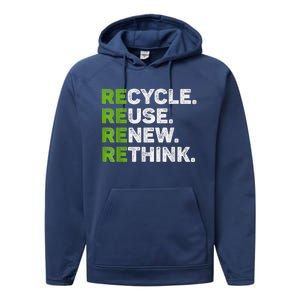 Recycle Reuse Renew Rethink Earth Day Environmental Activism Performance Fleece Hoodie