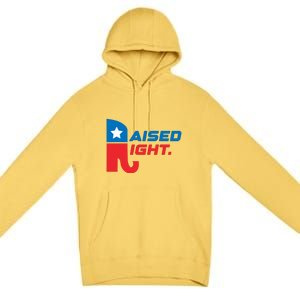 Raised Right Republican Elephant Retro Style Distressed Gift Premium Pullover Hoodie