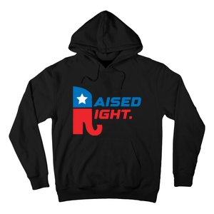 Raised Right Republican Elephant Retro Style Distressed Gift Hoodie